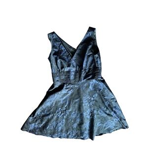Y2K Coldwater Creek Black Blue‎ Floral Sleeveless Fit and Flare Dress - Size 16